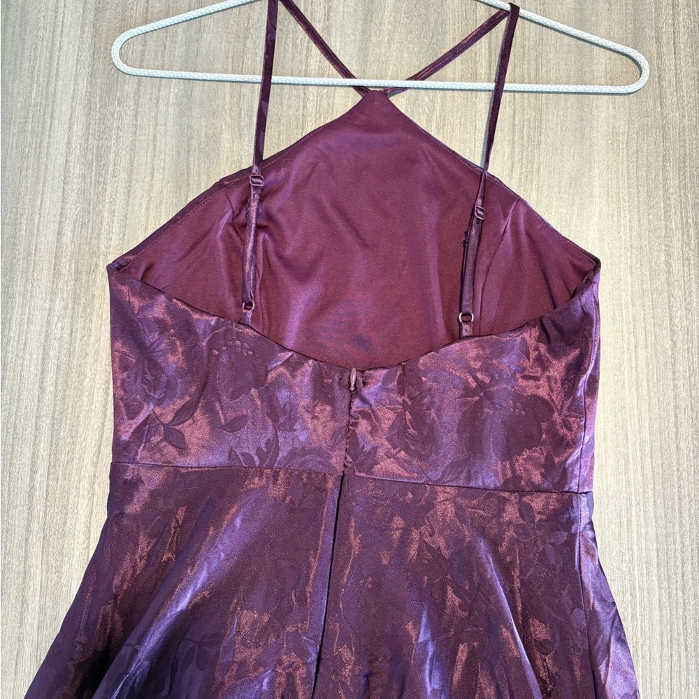 Lulu's “Elegant Sophistication Purple Satin Jacquard Halter Maxi Dress” - Picture 6 of 9